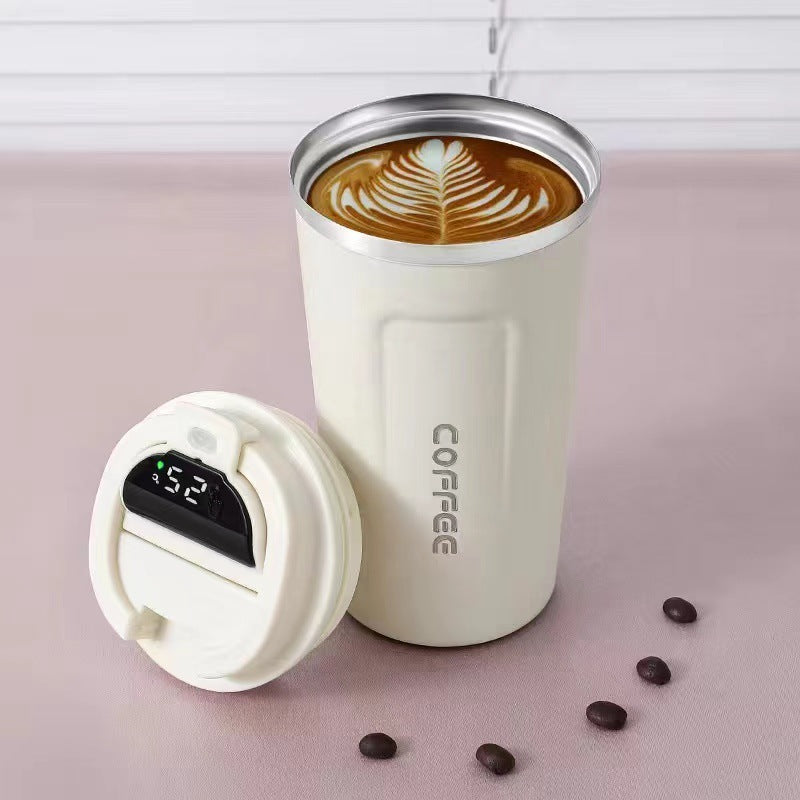 Elegant insulated, steel to-go cup with digital temperature display - Plenish