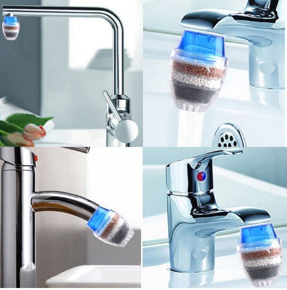 Five-layer easy fit faucet filter for water purification at home