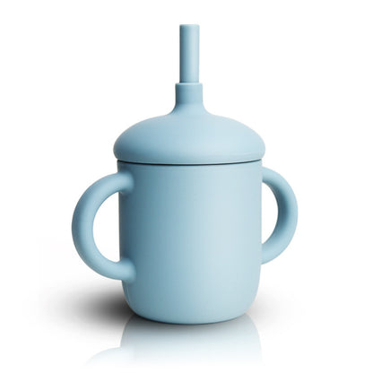 Pastel feeding cup with straw