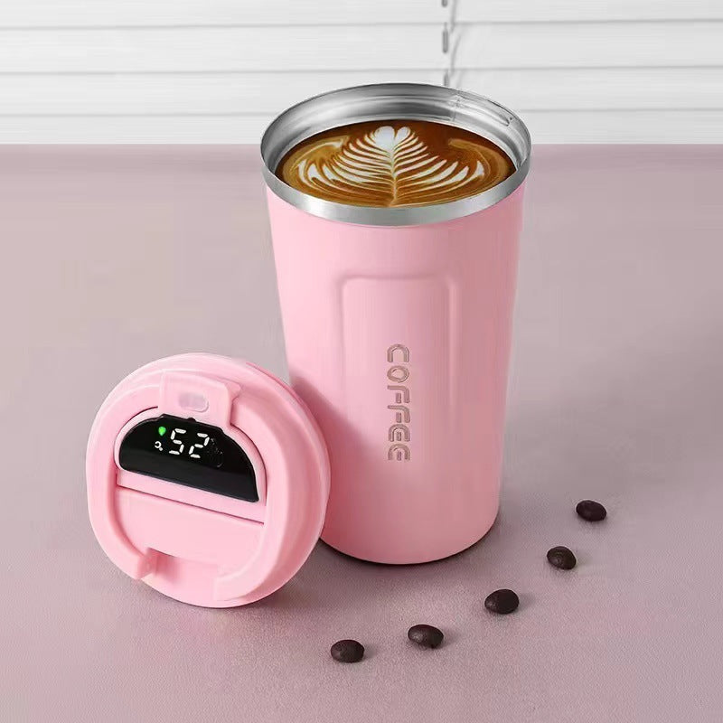 Elegant insulated, steel to-go cup with digital temperature display - Plenish