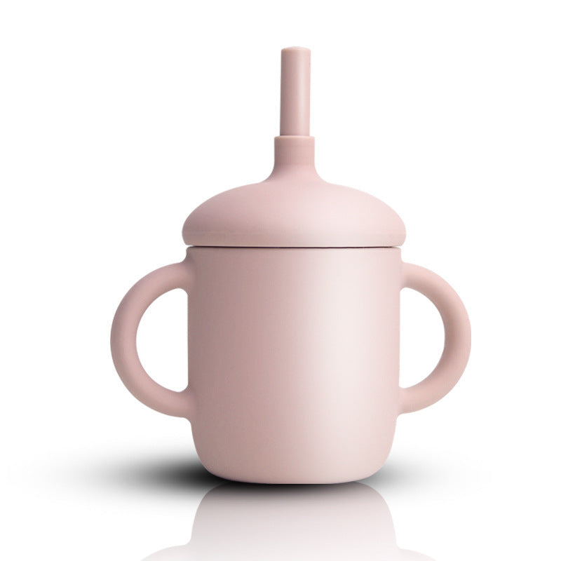 Pastel feeding cup with straw