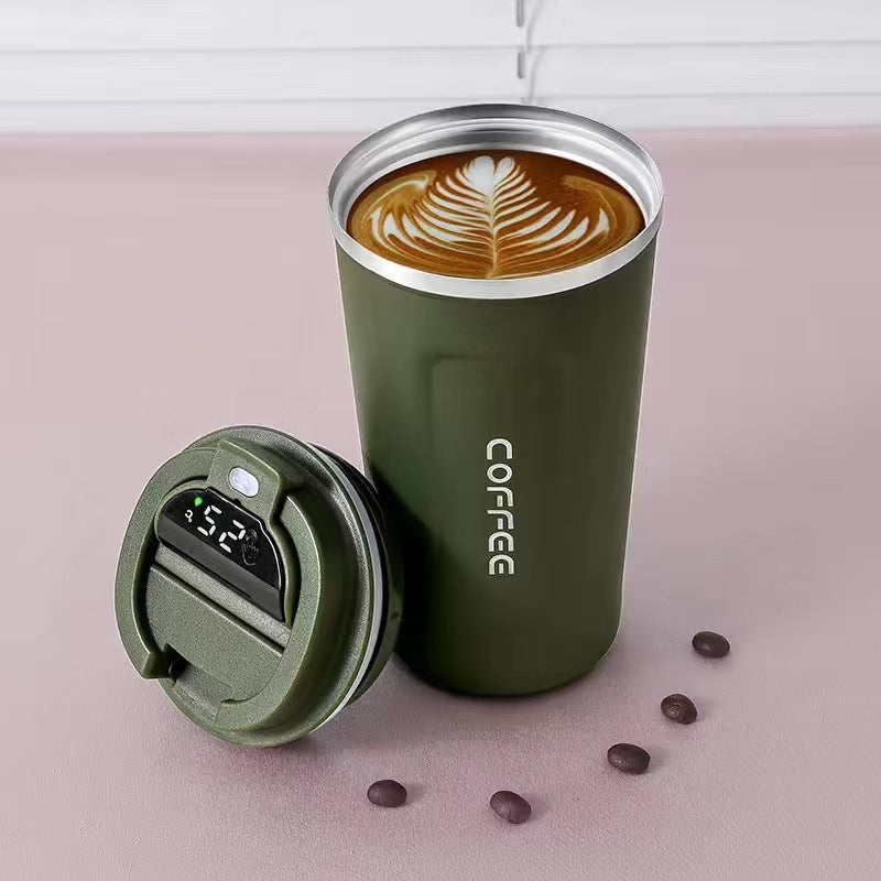 Elegant insulated, steel to-go cup with digital temperature display - Plenish