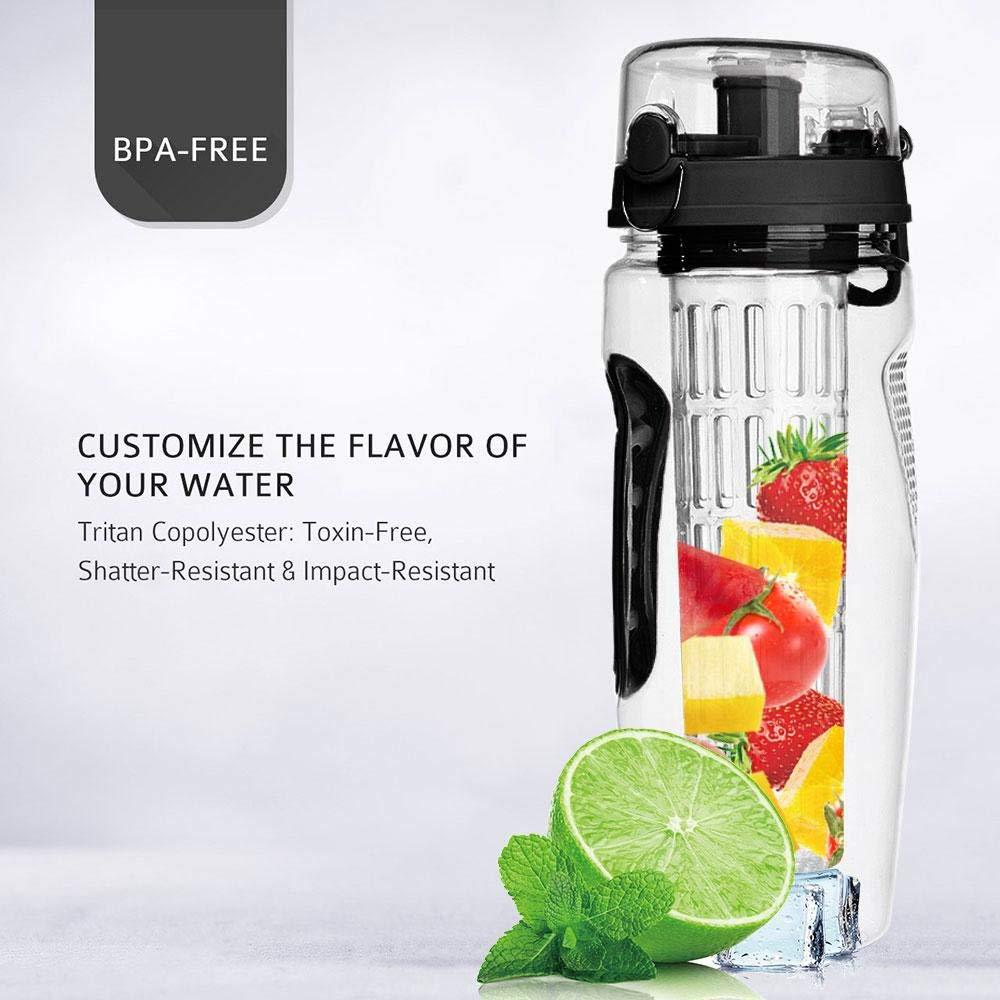 Stylish on-the-go water bottle with fruit infusion basket - Plenish