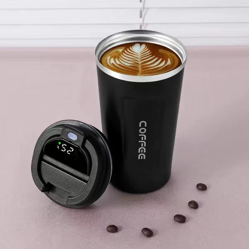 Elegant insulated, steel to-go cup with digital temperature display - Plenish