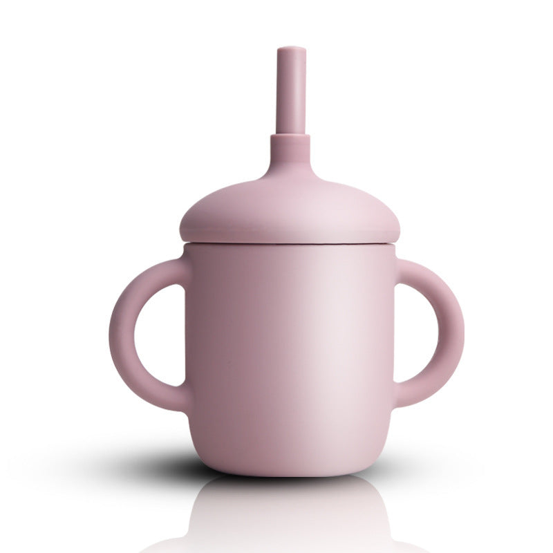 Pastel feeding cup with straw