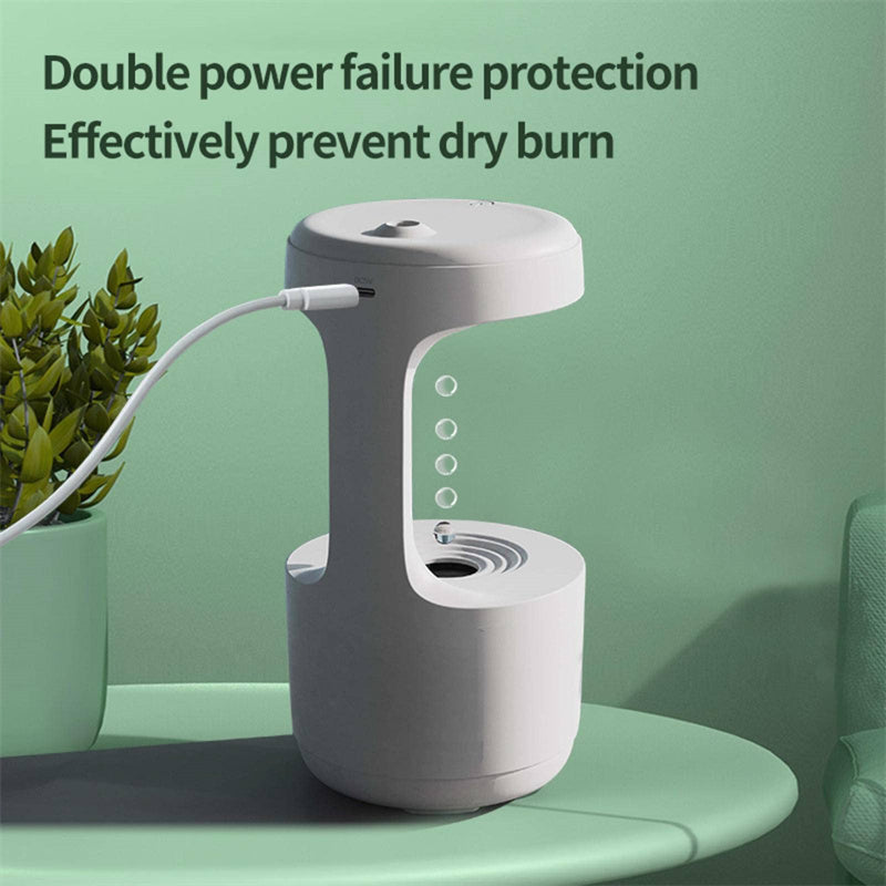 Fascinating humidifier with gravity defying water motion and integrated clock - Plenish