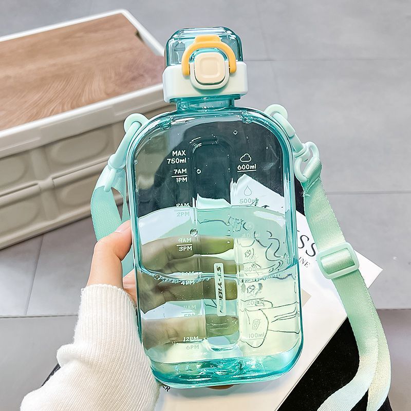 Fashionable hydration tracker water bottle with case and carry strap - Plenish