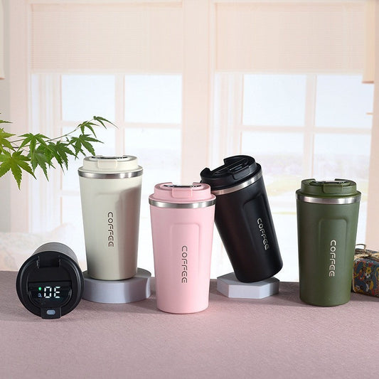 Elegant insulated, steel to-go cup with digital temperature display - Plenish